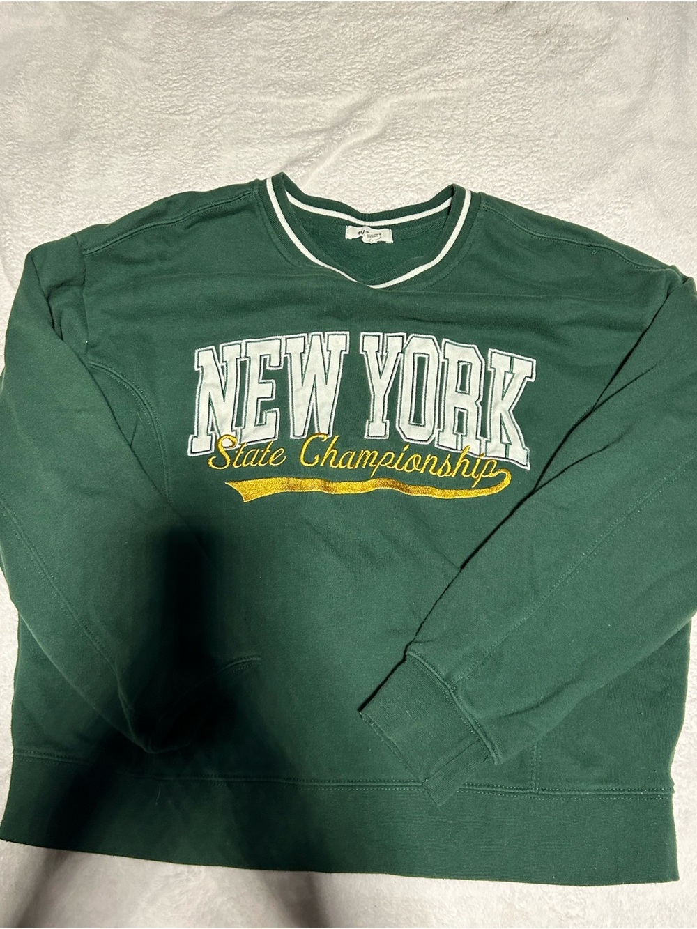 Garage Green 'New York' Crewneck with Yellow Script